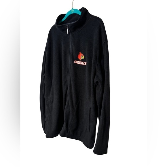 Louisville Cardinals Fleece Zip Black Jacket Size 3XL - Picture 3 of 13